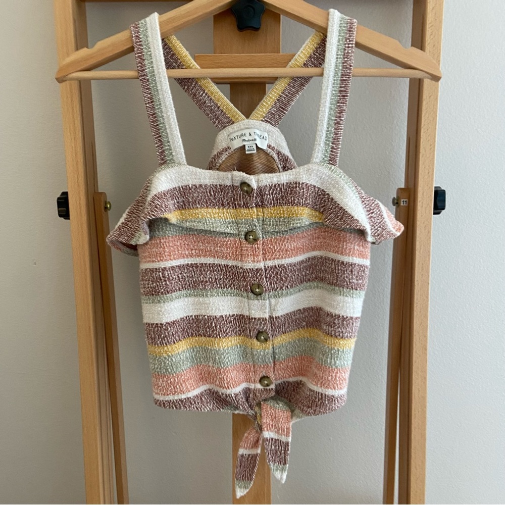 Madewell Texture & Thread Striped Ruffle Tie-Front Tank - Picture 6 of 14